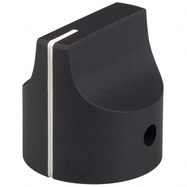 Smooth Knob 0.250 (6.35mm) Shaft with Line on Top and Side Metal Black Gloss